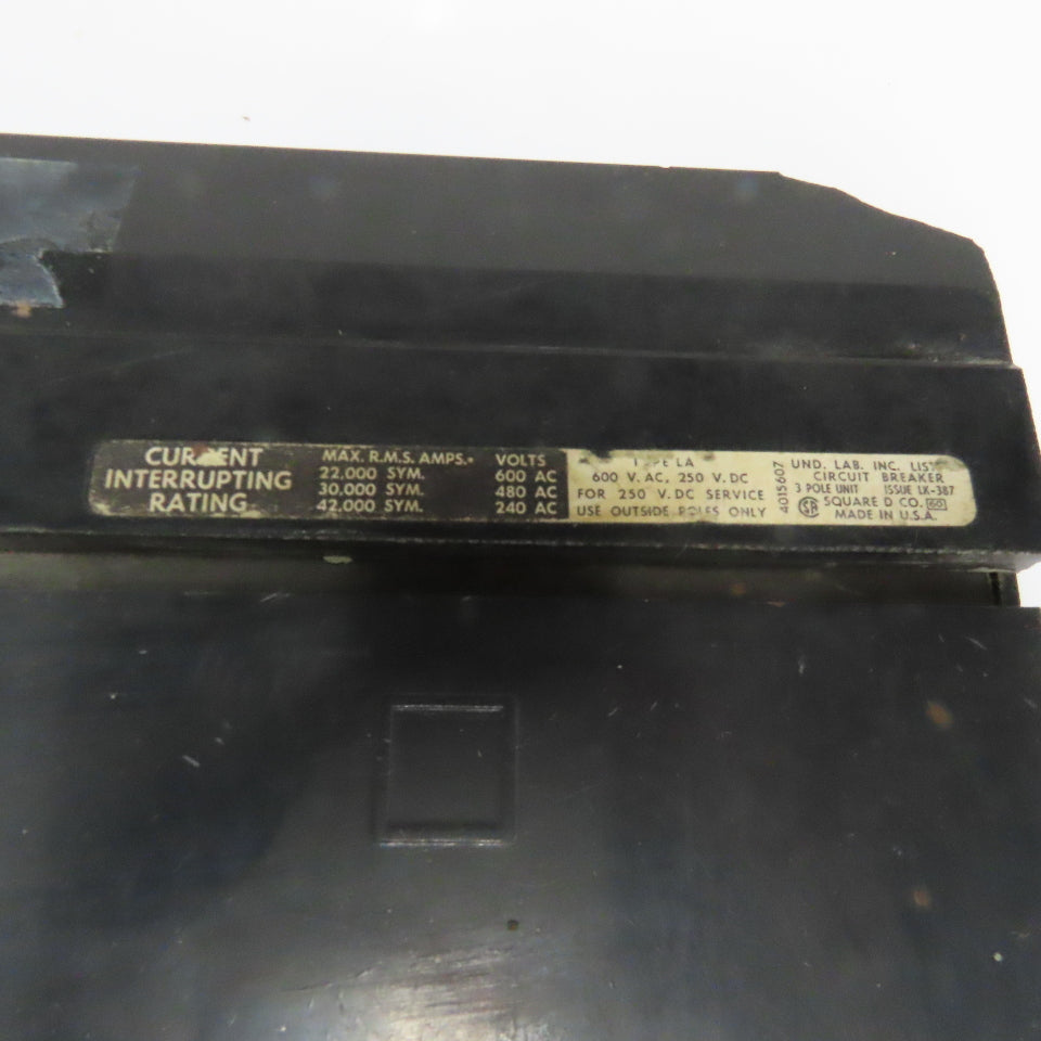 Square D LAB36300 300A 3-Pole Type LA Circuit Breaker 600VAC 250VDC