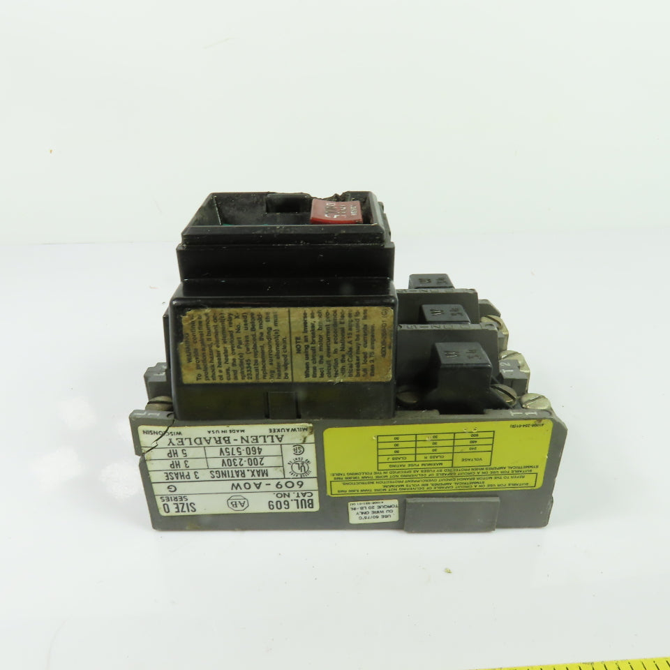 Allen-Bradley 609-AOW Size 0 3-Pole 3Ph Manual Motor Starter 600V Ser G
