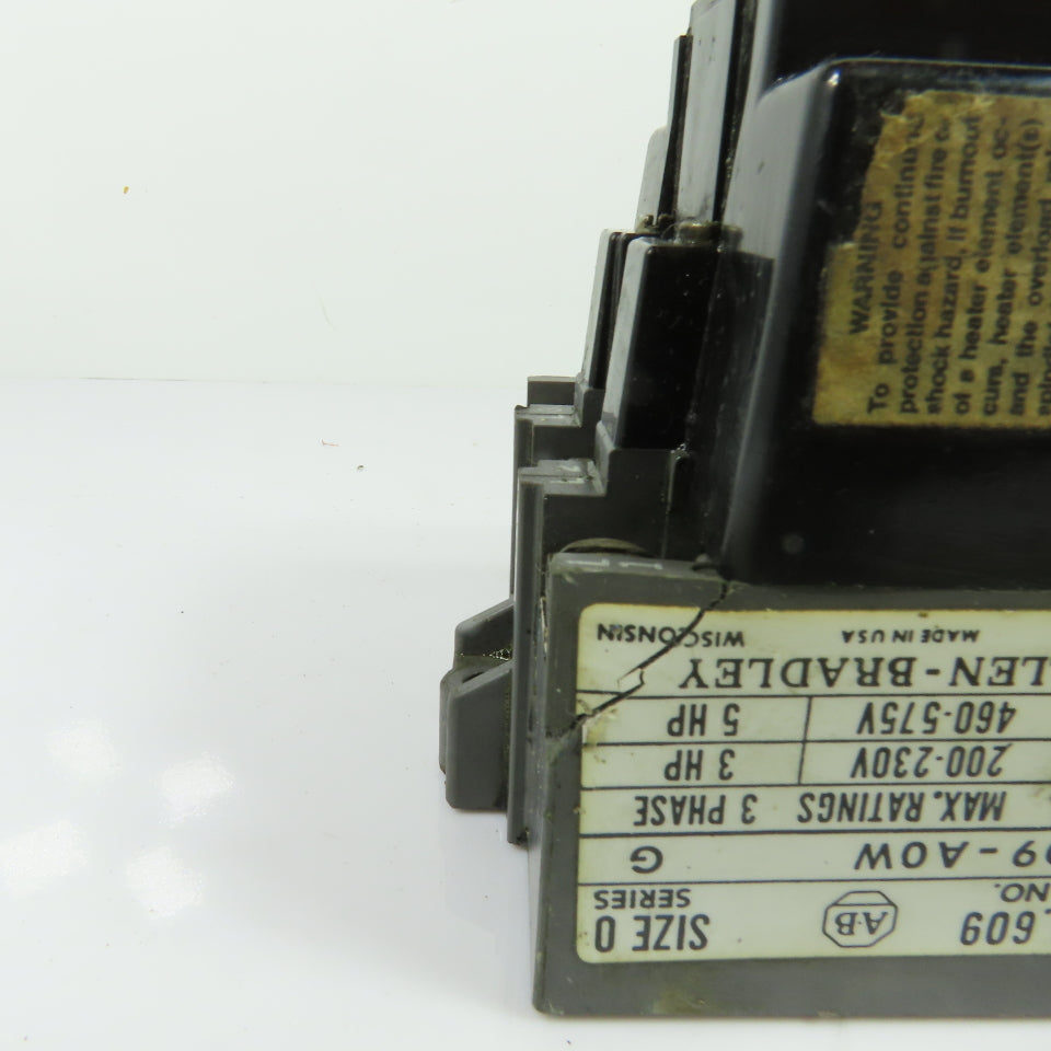 Allen-Bradley 609-AOW Size 0 3-Pole 3Ph Manual Motor Starter 600V Ser G