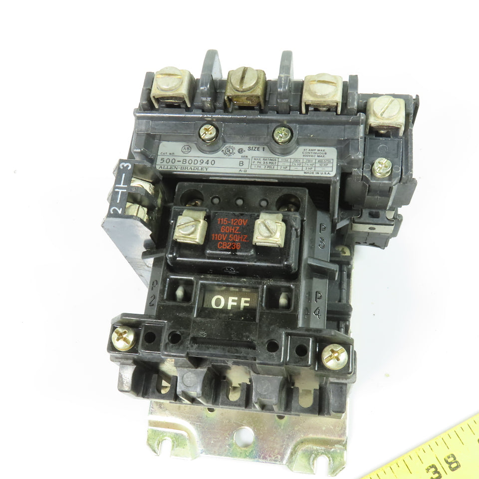 Allen-Bradley 500-BOD940 NEMA Size 1 Motor Starter Contactor 115-120V Coil