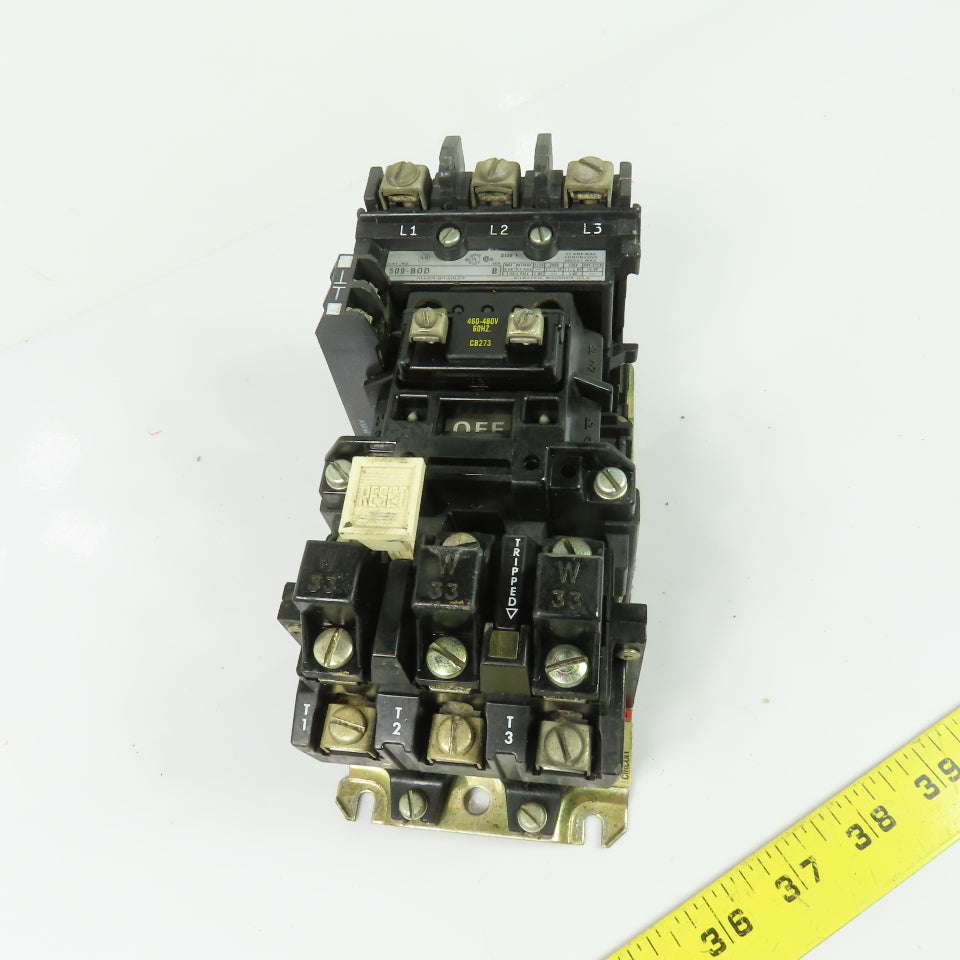 Allen-Bradley 509-BOD 27A NEMA Size 1 Motor Starter 3Ph 460-480VAC Coil Ser B