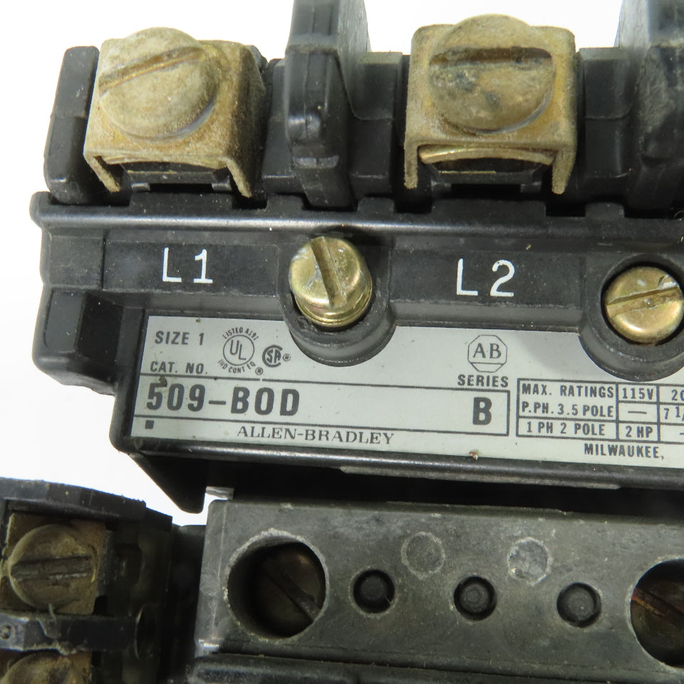 Allen-Bradley 509-BOD Size 1 Ser B Magnetic Motor Starter 115-120V Coil 27A