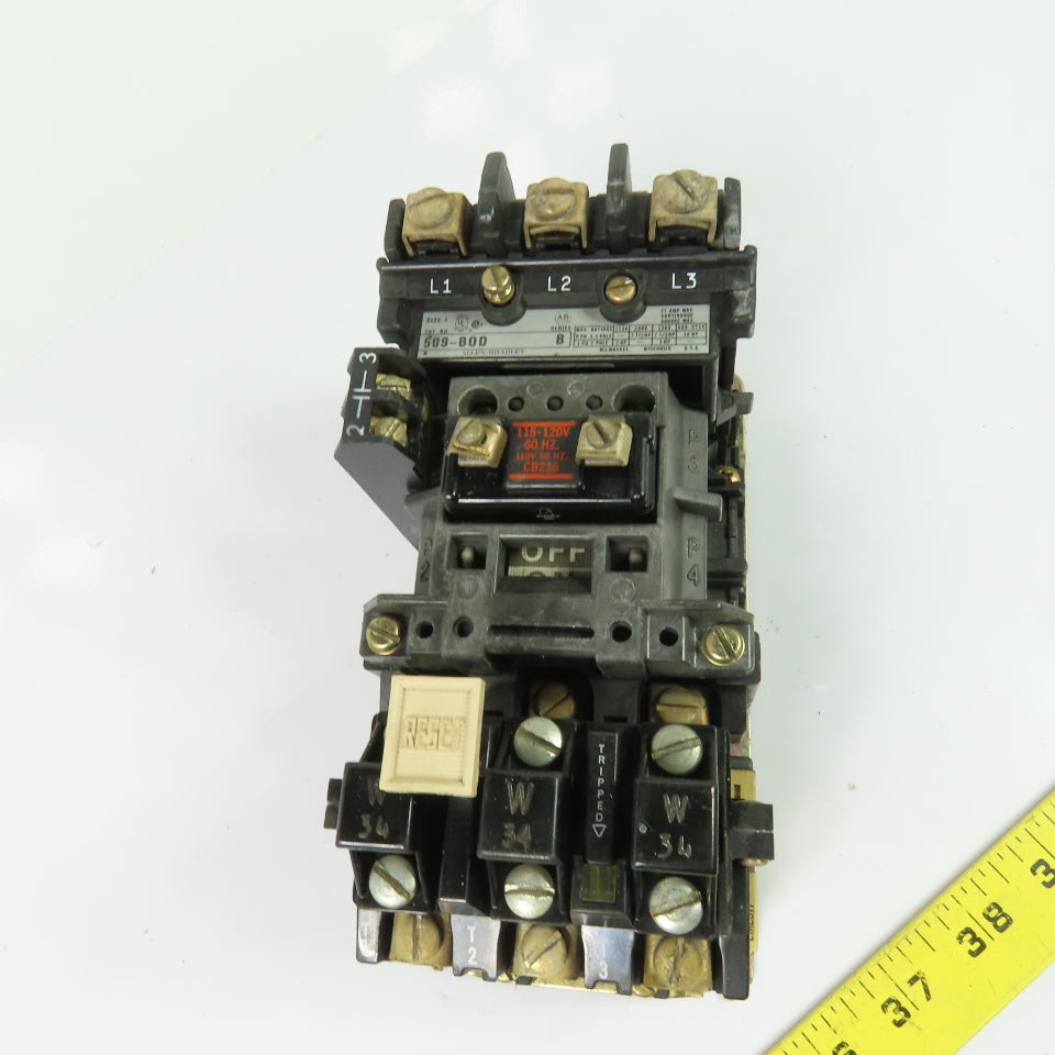 Allen-Bradley 509-BOD Size 1 Ser B Magnetic Motor Starter 115-120V Coil 27A
