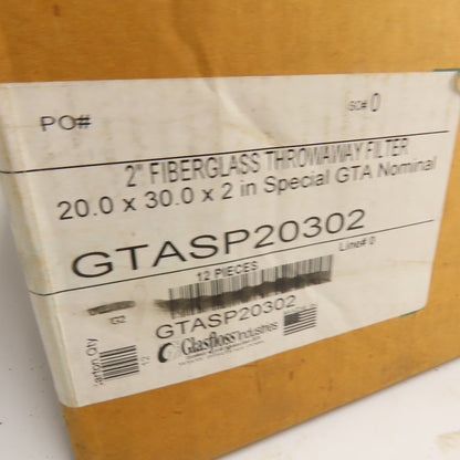 Glasfloss GTASP20302 20x30x2 Disposable Fiberglass Air Filter Lot Of 8