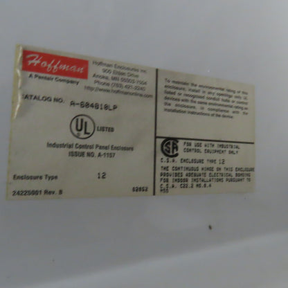 Hoffman A-604810LP 60"x48"x10" Free Standing Electrical Enclosure W/ Backplate
