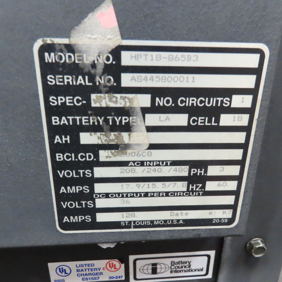 eXtreme Power HPT18-865B3 36V Forklift Battery Charger 3Ph 128A 18-Cell 865AH