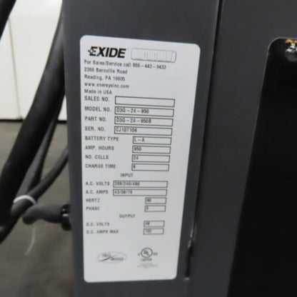 Exide D3G-24-950 Gold Depth 48V Forklift Battery Charger 192A 3Ph 950AH