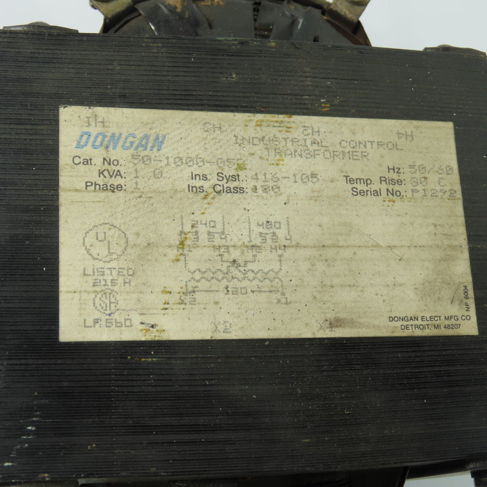Dongan 50-1000-055 1kVA Control Transformer 240/480V Pri 120V Sec 1Ph