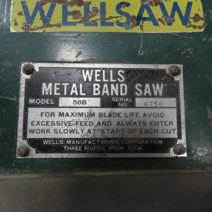 Wells 58B 9-1/2" x 11" Horizontal Metal Cutting Band Saw 1Ph 115/230V 1/3HP