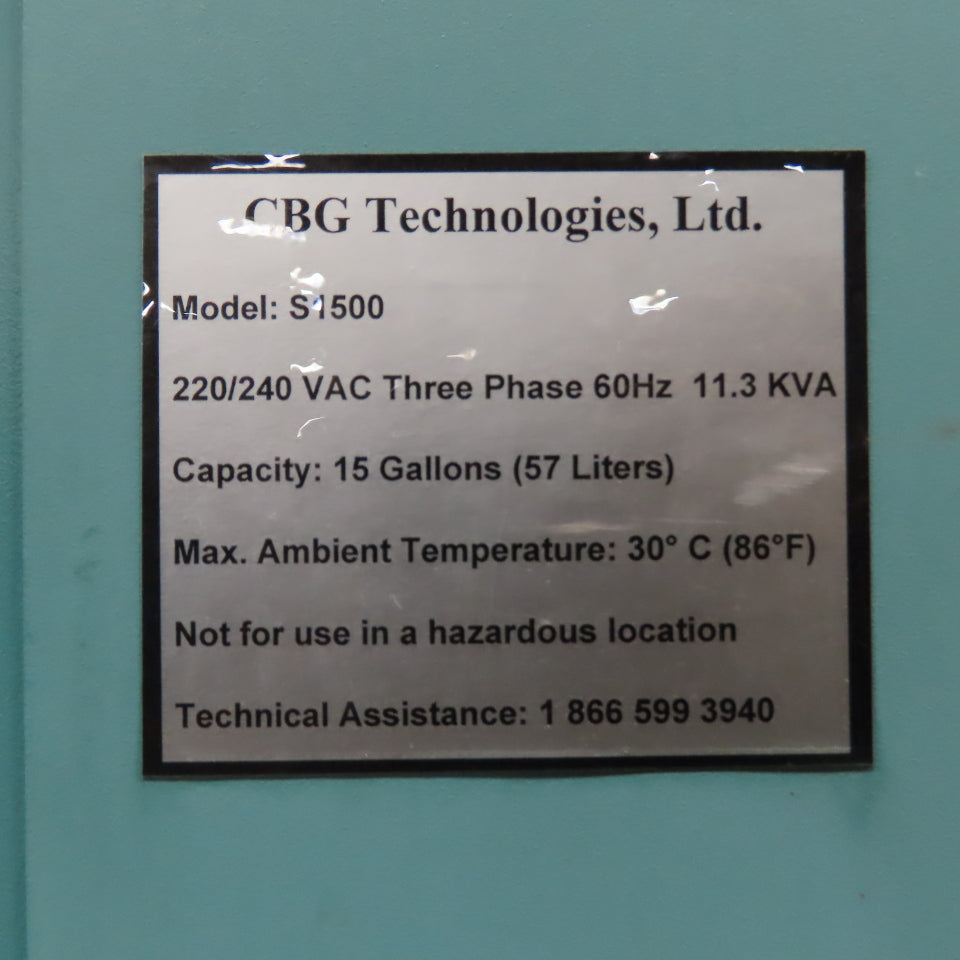 CBG Technologies S1500 Solvent Recycler 15 Gallon 220/240VAC 3Ph