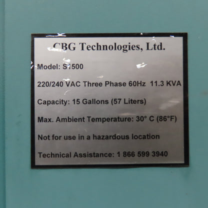 CBG Technologies S1500 Solvent Recycler 15 Gallon 220/240VAC 3Ph