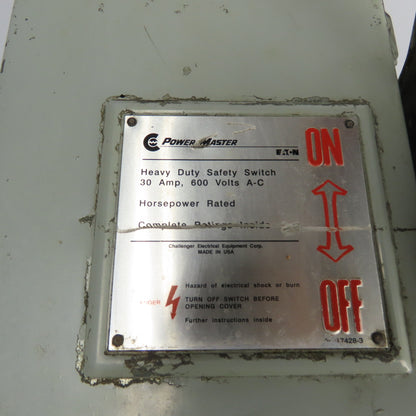 Eaton RH361SNK 30A 3-Pole Fusible Safety Disconnect Switch 600VAC