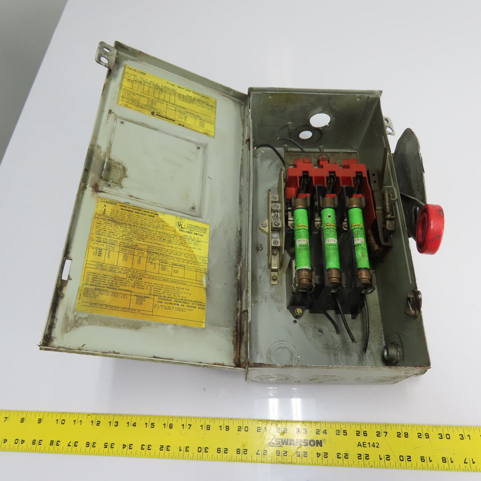 Eaton RH361SNK 30A 3-Pole Fusible Safety Disconnect Switch 600VAC