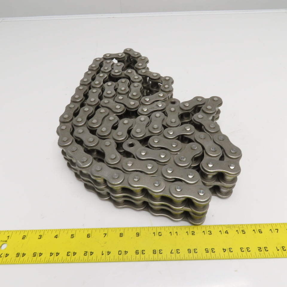 Peer 100-2SS Stainless Steel ANSI 100 Double Strand Riveted Roller Chain 10'