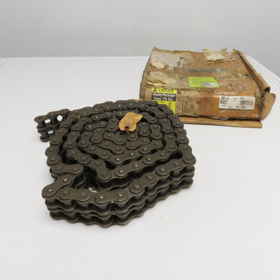 Tsubaki 100-2 ANSI 100 Double Strand Riveted Roller Chain 10'