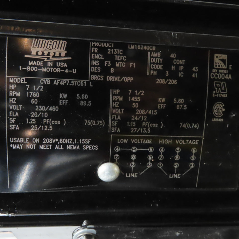 Rousseau HS-2412-10020 7.5HP Hydraulic Power Unit 230/460V 3Ph 1760RPM