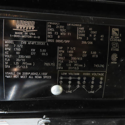Rousseau HS-2412-10020 7.5HP Hydraulic Power Unit 230/460V 3Ph 1760RPM