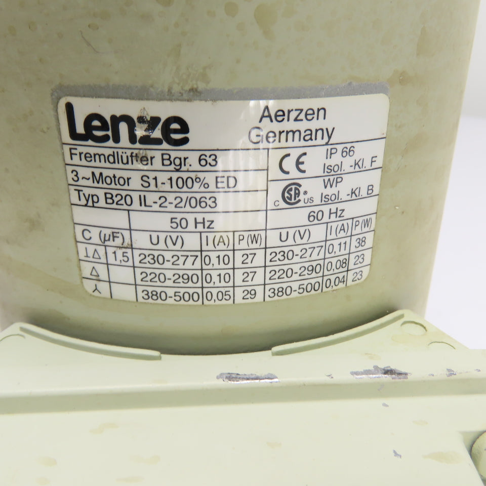 Lenze B20 IL-2-2/063 Cooling Fan Motor Unit ONLY 3Ph 230V-500V 50/60Hz