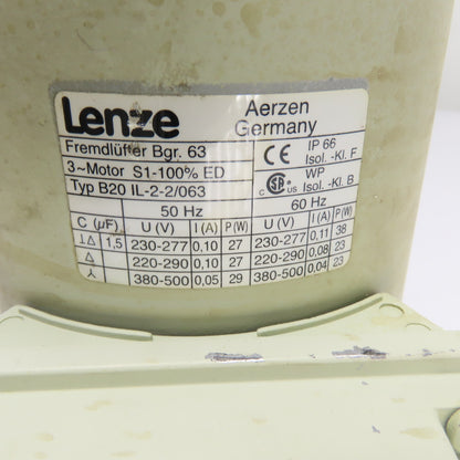 Lenze B20 IL-2-2/063 Cooling Fan Motor Unit ONLY 3Ph 230V-500V 50/60Hz