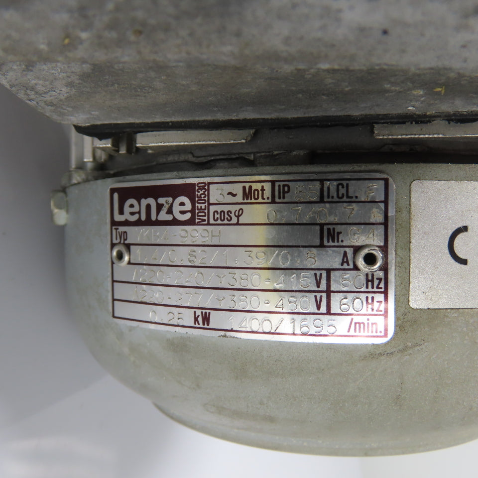 Lenze GSN05-1NHAN 7KB4-999H 0.25kW 60:1 Angle Gear Motor 230/460V 3Ph 0.93"Shaft