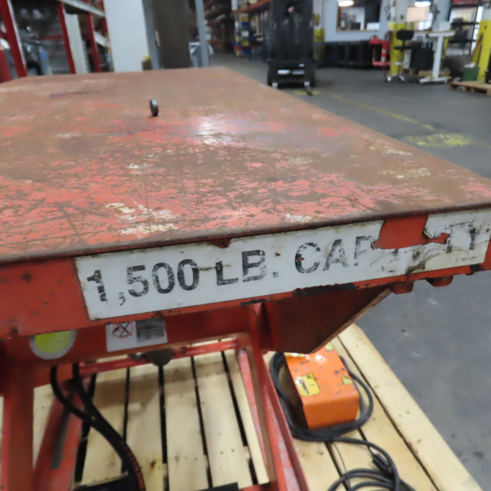 Presto 48"x 24" 1500lb Capacity Electric Scissor Lift Table 115V 1Ph 5" To 42" H