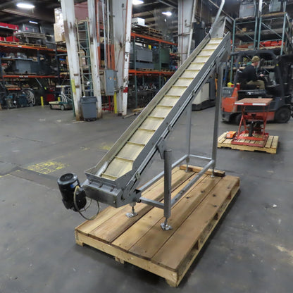 RNA 102" x 9" Incline Cleated Belt Conveyor 230/400V 3Ph 59" Discharge 6.5FPM