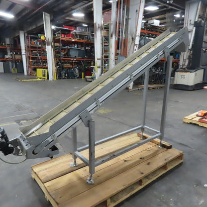 RNA 102" x 9" Incline Cleated Belt Conveyor 230/400V 3Ph 59" Discharge 6.5FPM