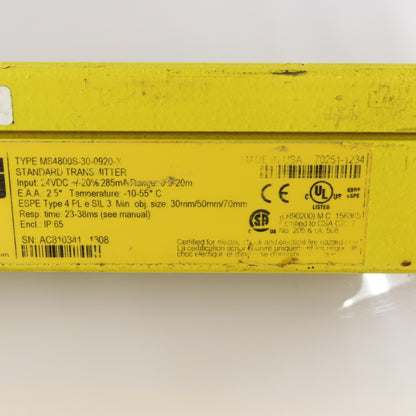 STI MS4800S-30-0920-X Transmitter MS4800S-300920-R-SC1 Receiver Light CurtainSet