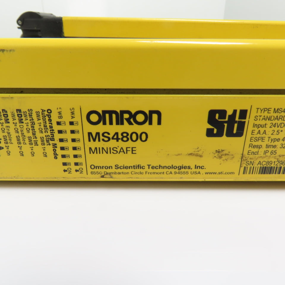 Omron MS4800S-20-0760-X Transmitter MS4800S-20-0760-R Receiver Light Curtain Set