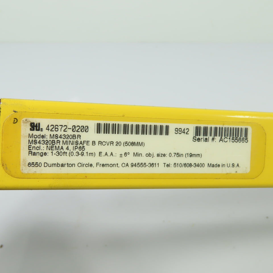 STI 42672-0200 MS4320BR MiniSafe Safety Light Curtain Receiver 1-30ft 20" 508mm