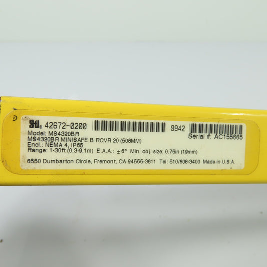 STI 42672-0200 MS4320BR MiniSafe Safety Light Curtain Receiver 1-30ft 20" 508mm