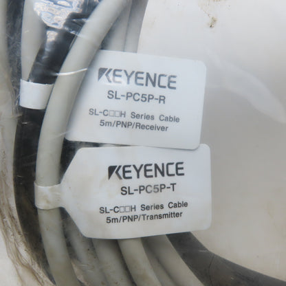 Keyence SL-PC5P-R SL-PC5P-T 5m PNP Transmitter and Receiver Cable Set 5m