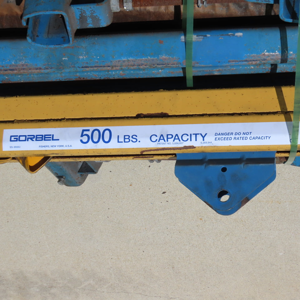 Gorbel 500lb Capacity Ceiling Mounted Bridge Crane 8' Travel 11' Runway