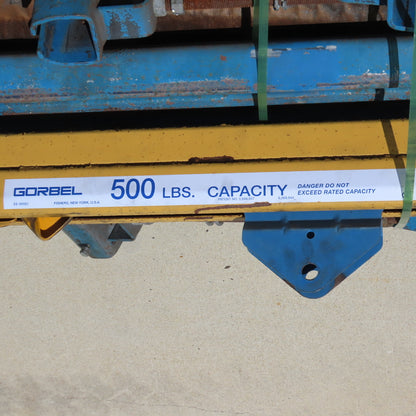 Gorbel 500lb Capacity Ceiling Mounted Bridge Crane 8' Travel 11' Runway