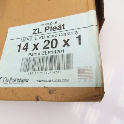 Glasfloss ZLP14201 14x20x1 MERV 10 HVAC Air Filters Lot Of 11