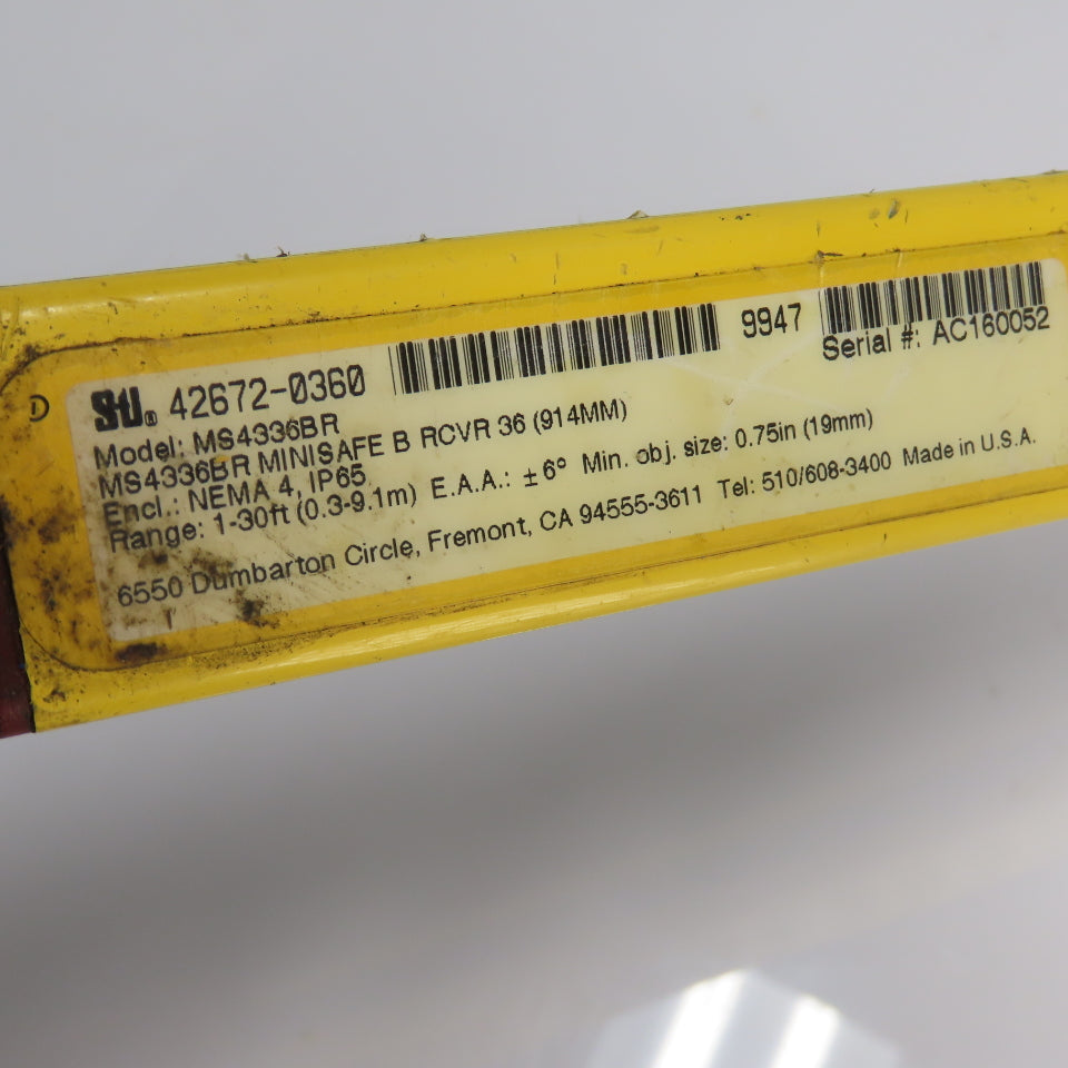 STI MS4336BR 36" MiniSafe MS4300 Safety Light Curtain Receiver 1-30ft