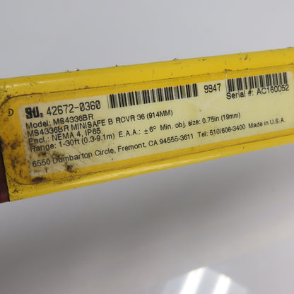 STI MS4336BR 36" MiniSafe MS4300 Safety Light Curtain Receiver 1-30ft