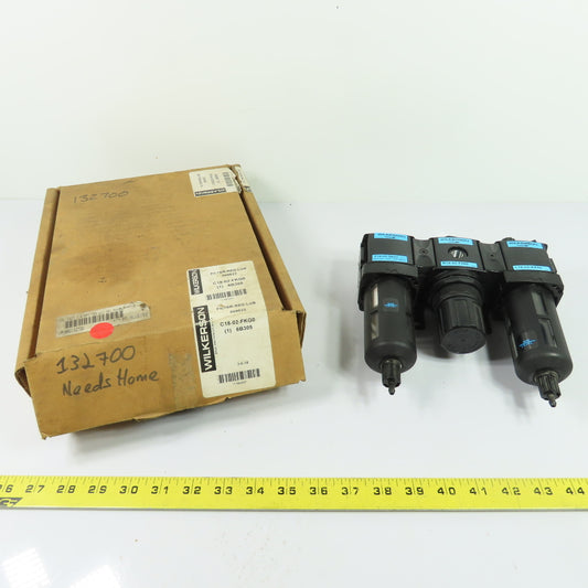 Wilkerson C18-02-FKG0 1/4" NPT Filter Regulator Lubricator FRL Unit NEW