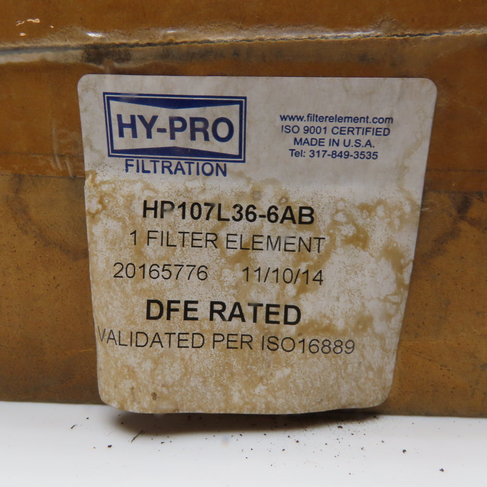Hy-Pro HP107L36-6AB DFE Rated Filter Element ISO 16889
