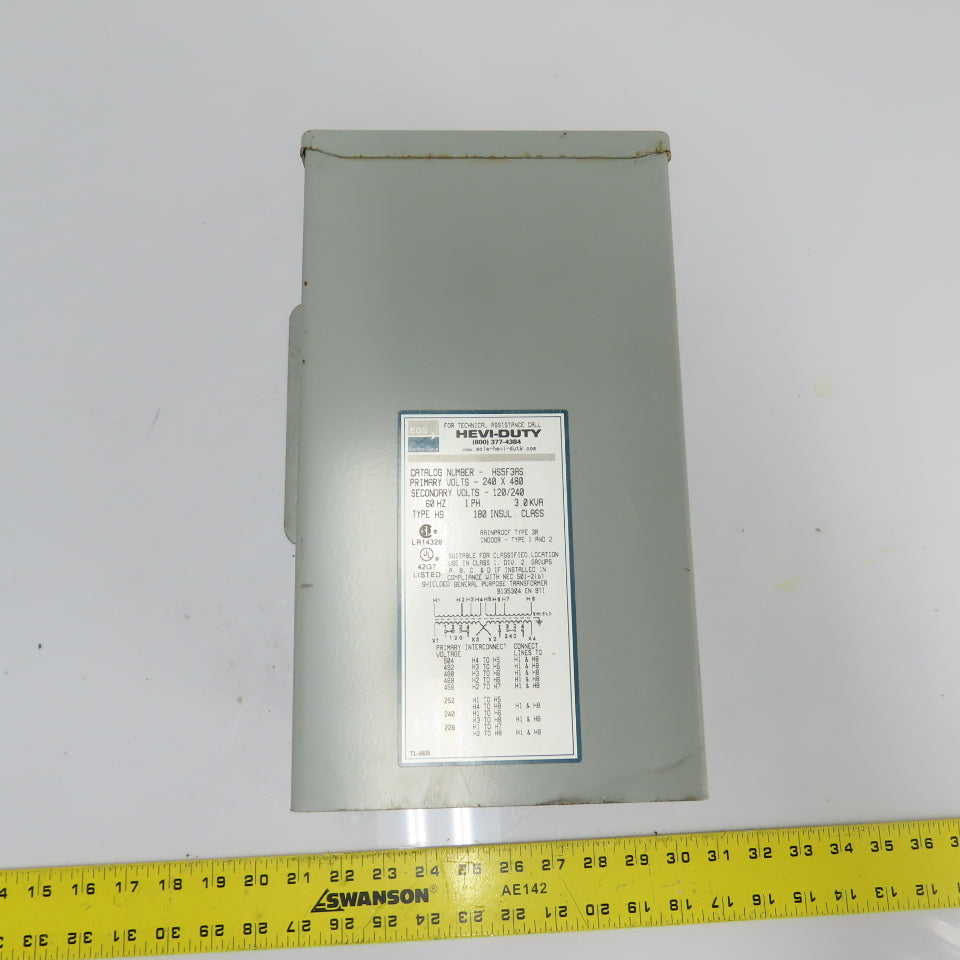 Hevi-Duty HS5F3AS 3kVA 1Ph General Purpose Transformer 240x480V Pri 120/240V Sec