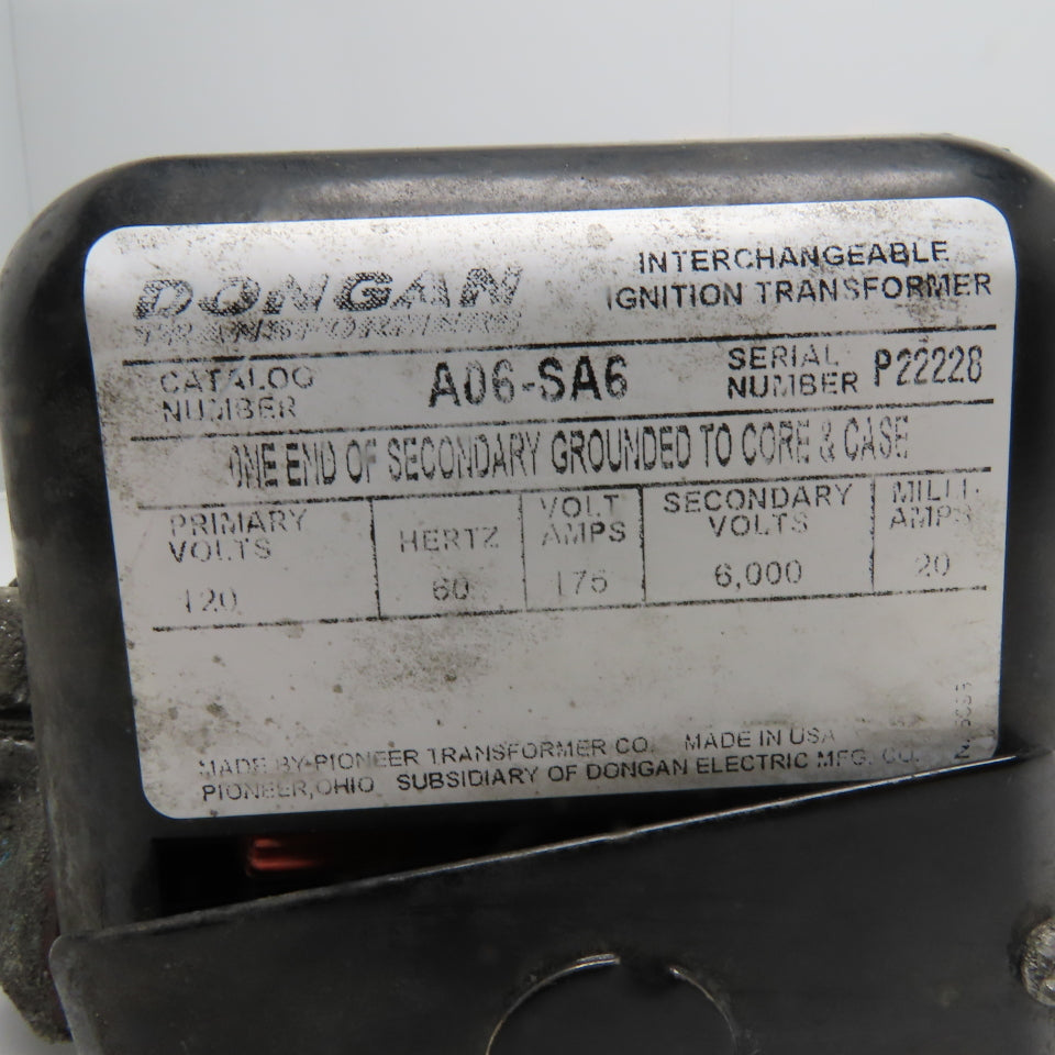 Dongan A06-SA6 Interchangeable Ignition Transformer 120V to 6000V 20mA