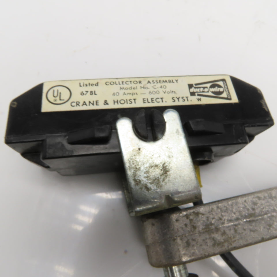 Duct-O-Wire C-40 40A 600V Collector Assembly for Crane & Hoist
