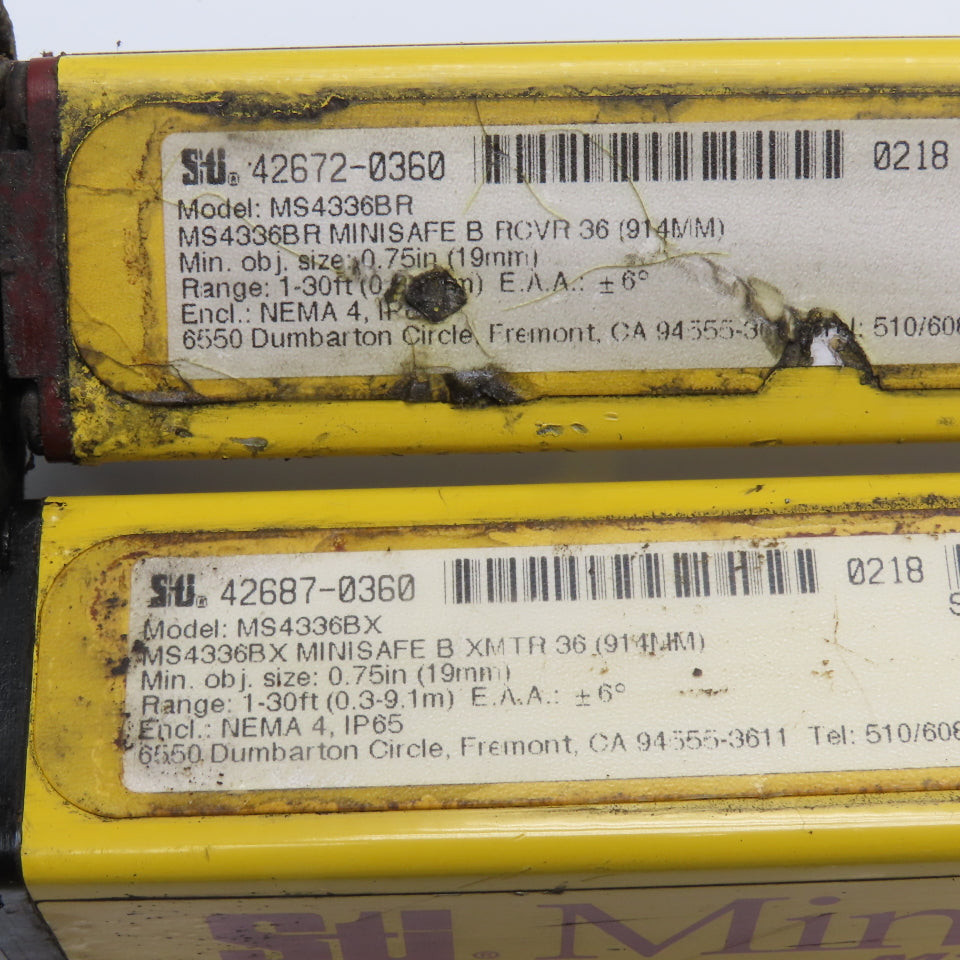 STI MS4336BX MS4336BR MiniSafe 36" Safety Light Curtain Transmitter Receiver Set