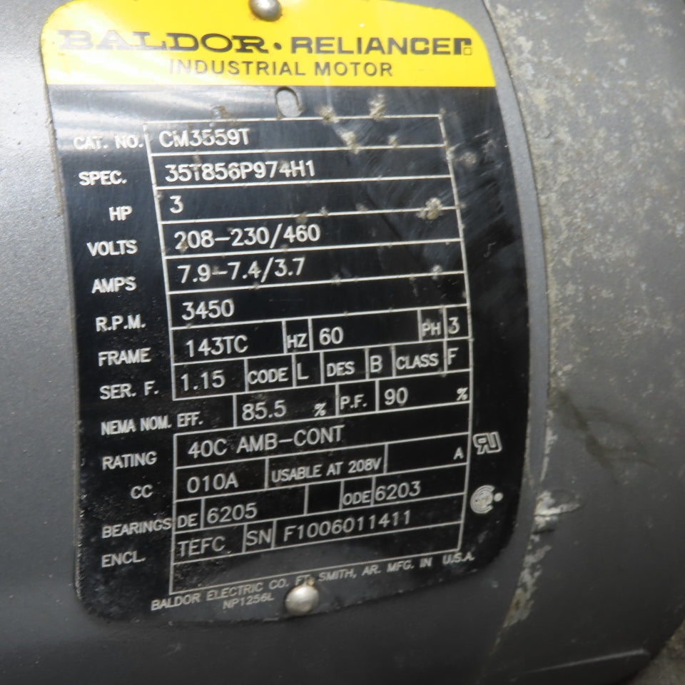 Chicago Blower 1400 3HP Centrifugal Blower Fan 208-230/460V 3Ph 3450RPM