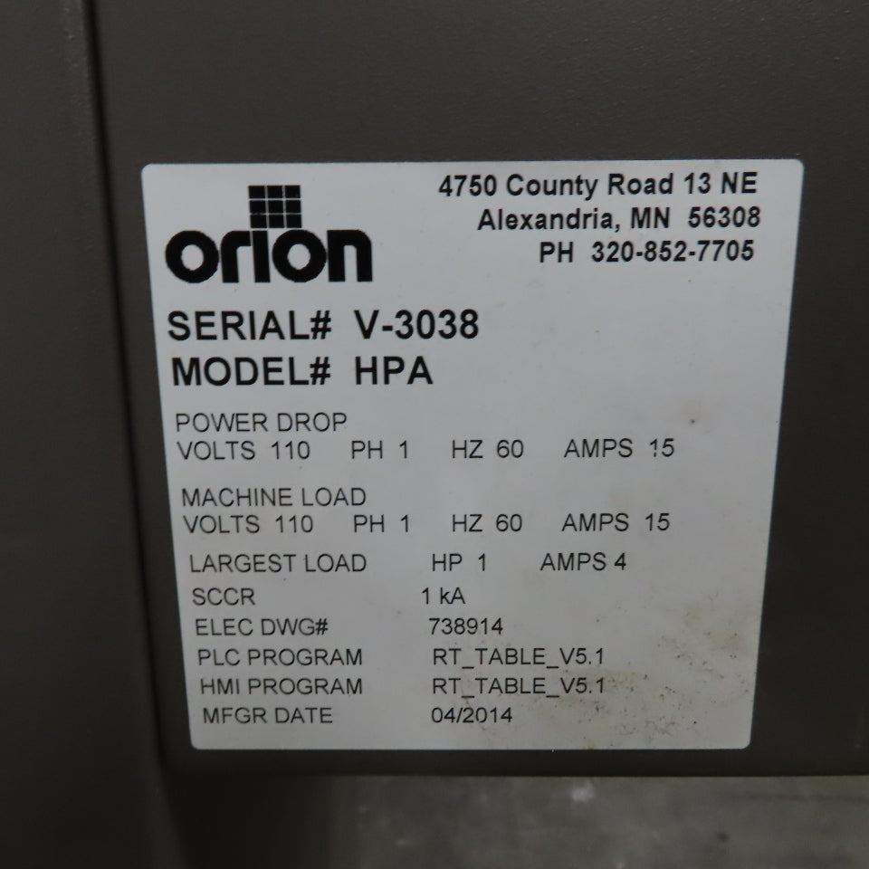 Orion Flex HPA Automatic Pallet Stretch Wrapper 110V 1Ph 50"x50"x80" Max Load