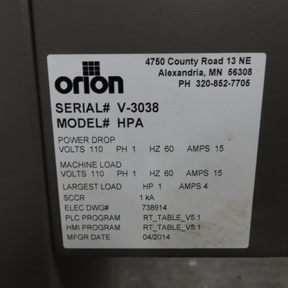 Orion Flex HPA Automatic Pallet Stretch Wrapper 110V 1Ph 50"x50"x80" Max Load