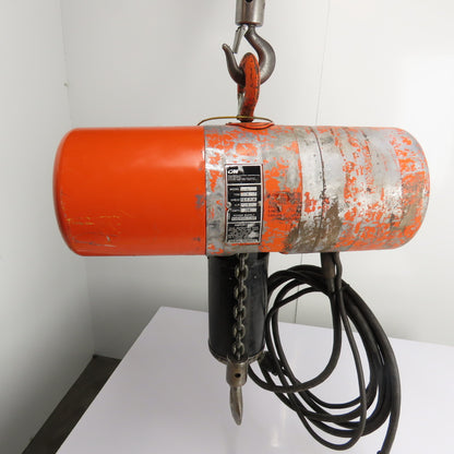 CM Loadstar Model L 1 Ton 2000LB Electric Chain Hoist 18' Lift 16FPM 1Ph 115V