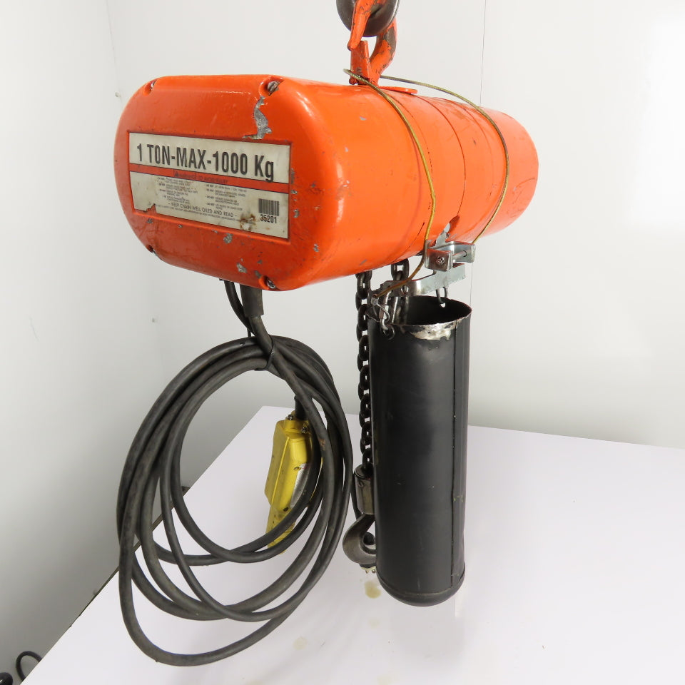 CM Loadstar Model L 1 Ton 2000LB Electric Chain Hoist 20' Lift 16FPM 1Ph 115V
