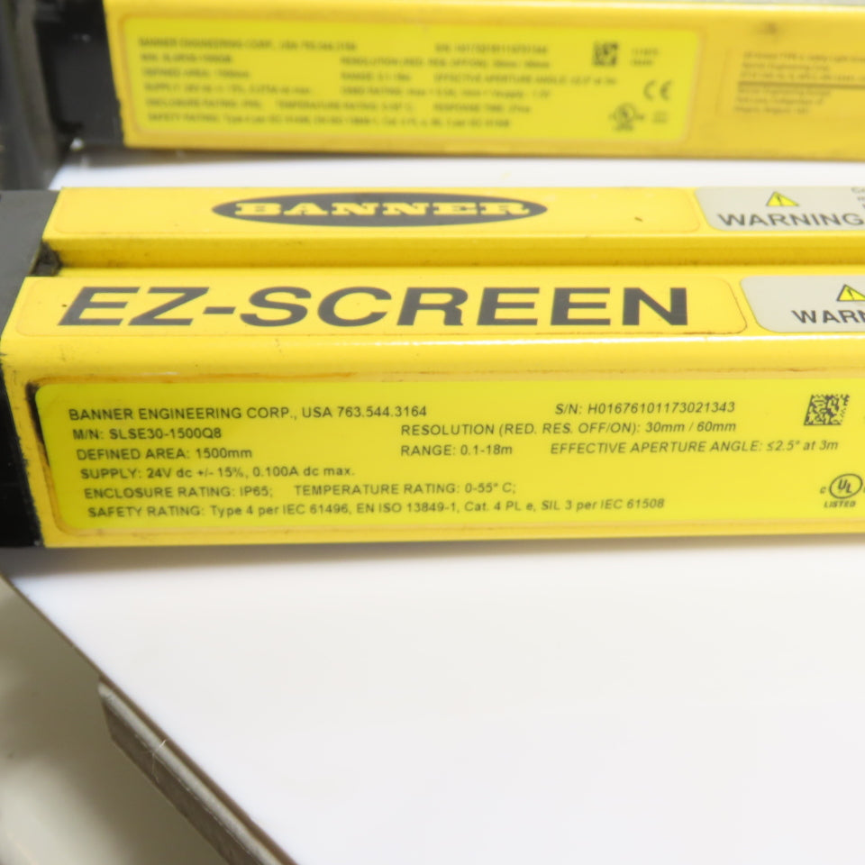 Banner SLSR30-1500Q8 / SLSE30-1500Q8 Safety Light Curtain Emitter & Receiver Set