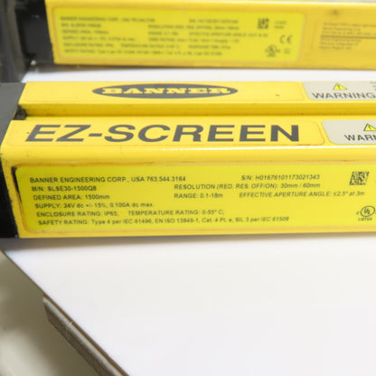 Banner SLSR30-1500Q8 / SLSE30-1500Q8 Safety Light Curtain Emitter & Receiver Set